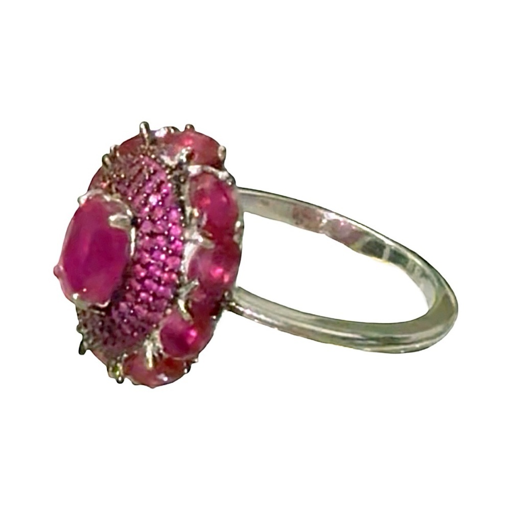 RARE Stunning 14k White Gold over Silver Antique Ruby Ring! - Picture 6 of 8